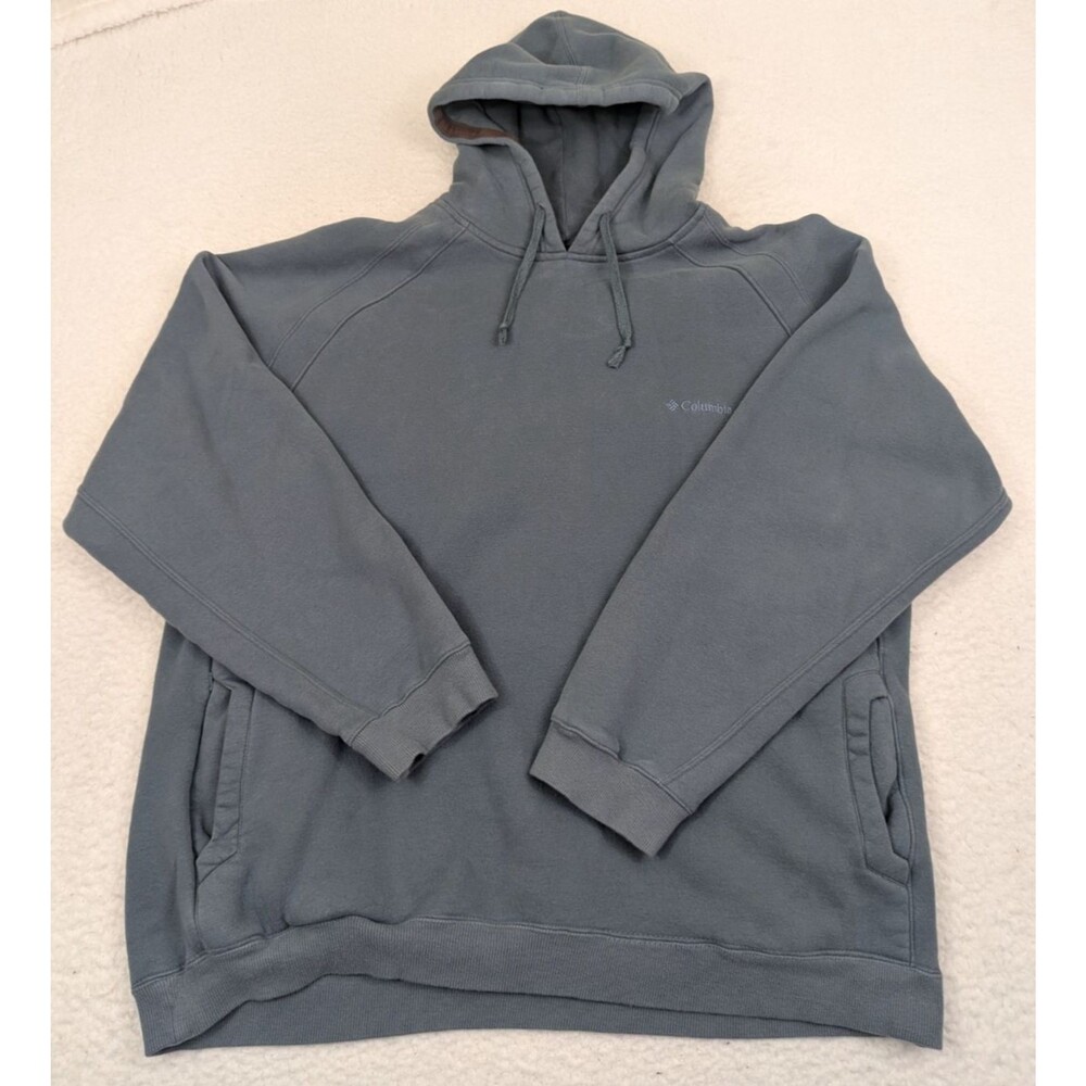 Columbia Men’s 2XL Blue Gray Fleece Lined Raglan Pullover Hoodie AM2388